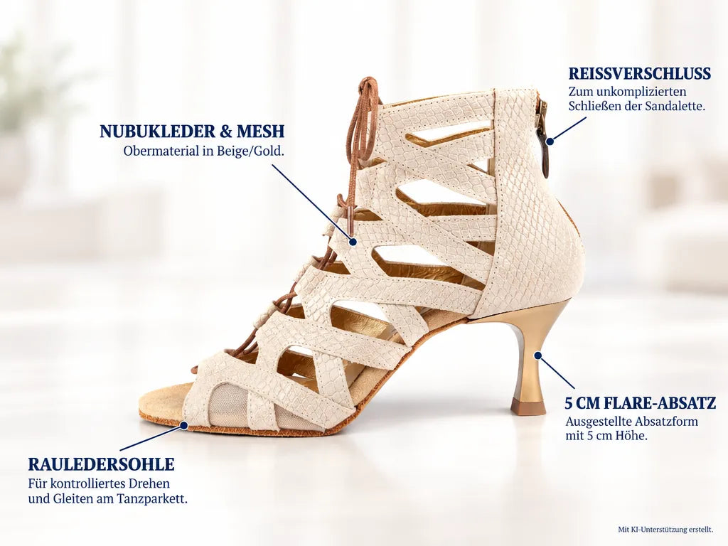 PortDance Damen Tanzschuhe PD804N – Produktinfografik, mit KI-Unterstützung erstellt.