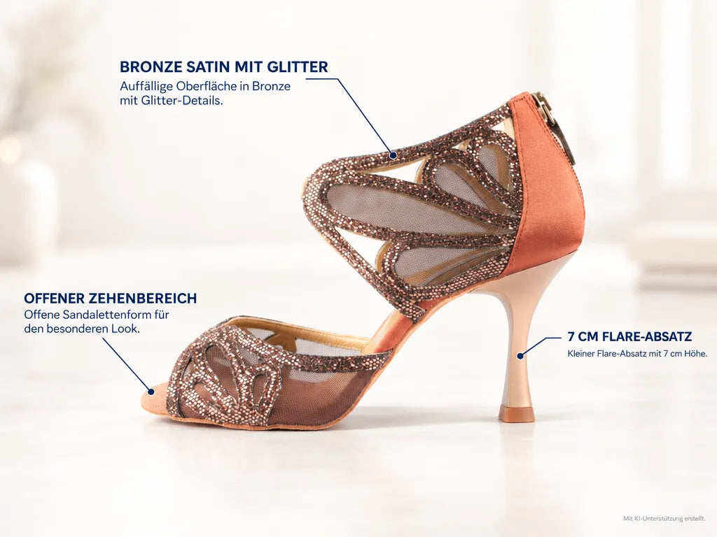 PortDance Damen Tanzschuhe PD808 – Produktinfografik, mit KI-Unterstützung erstellt.