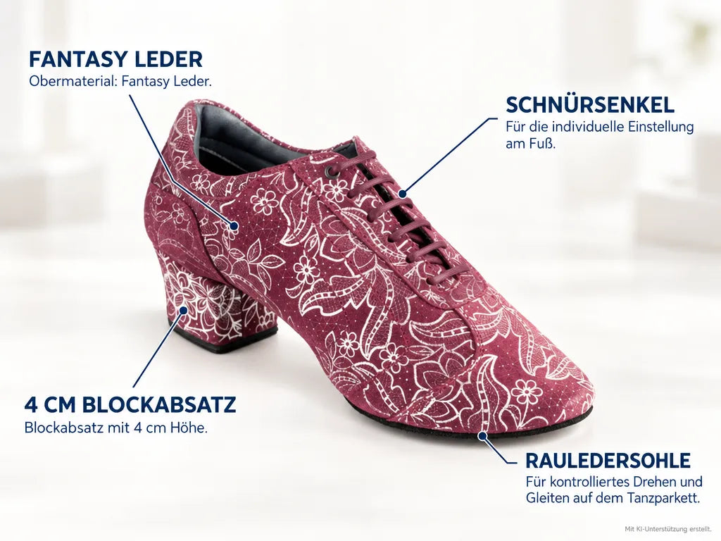 PortDance Damen Trainerschuhe PD706 – Produktinfografik, mit KI-Unterstützung erstellt.