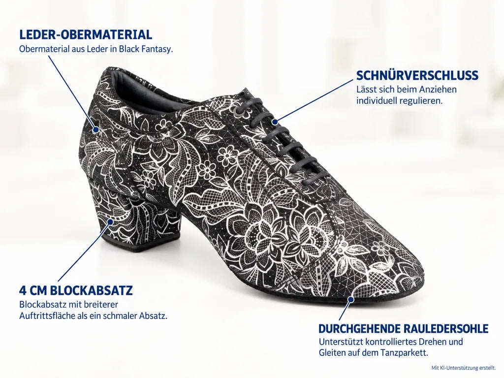 PortDance Damen Trainerschuhe PD706 – Produktinfografik, mit KI-Unterstützung erstellt.