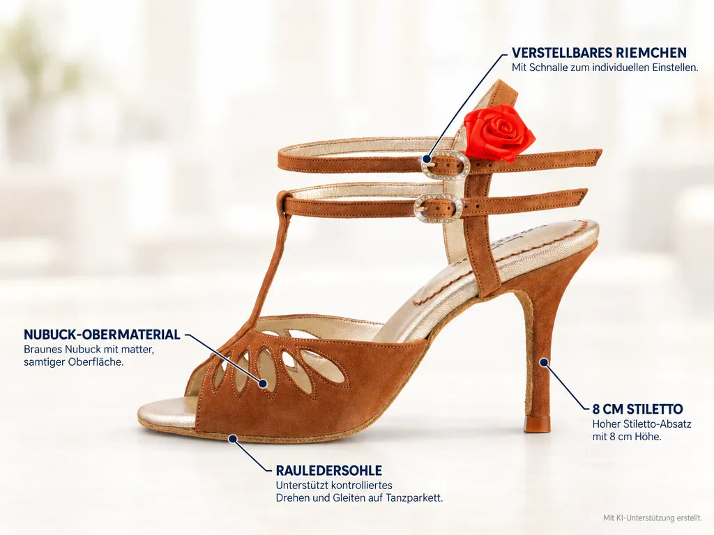 Rummos Damen Tango Tanzschuhe Pasion 026 80E – Produktinfografik, mit KI-Unterstützung erstellt.