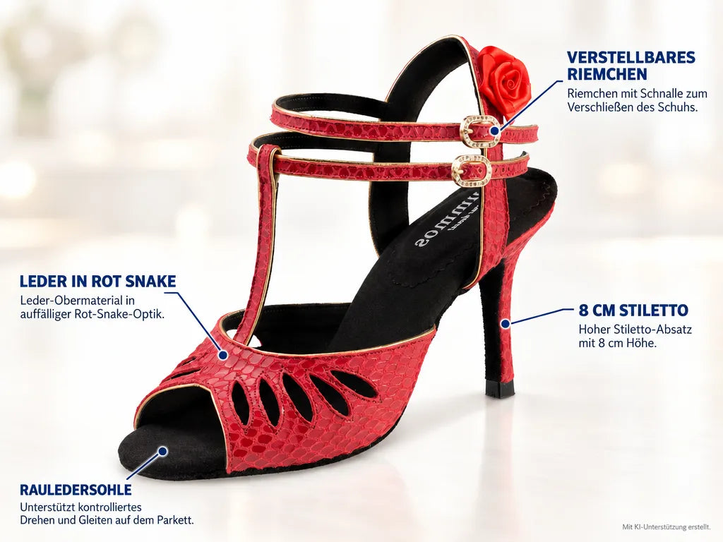 Rummos Damen Tango Tanzschuhe Pasion 178 80E – Produktinfografik, mit KI-Unterstützung erstellt.