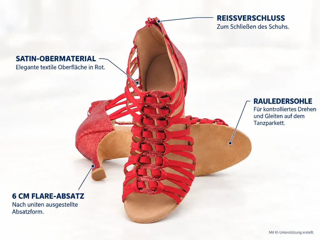 Rummos Damen Tanzschuhe Bachata 01 049-135 60R – Produktinfografik, mit KI-Unterstützung erstellt.