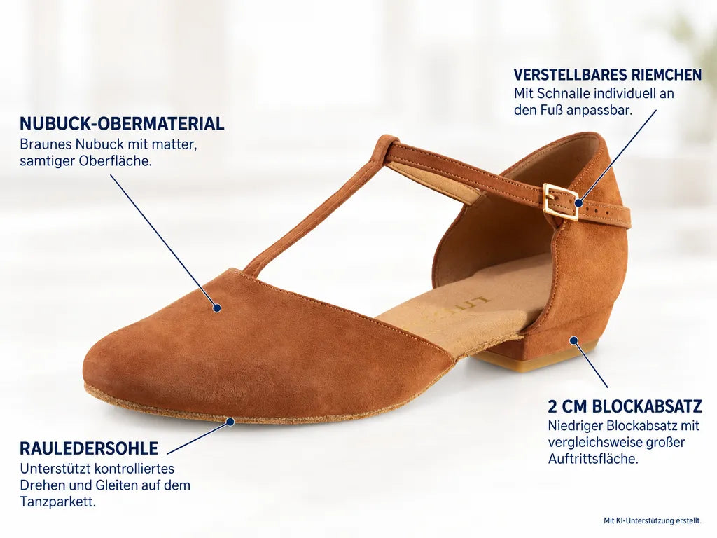 Rummos Damen Tanzschuhe Carol 026 20B – Produktinfografik, mit KI-Unterstützung erstellt.