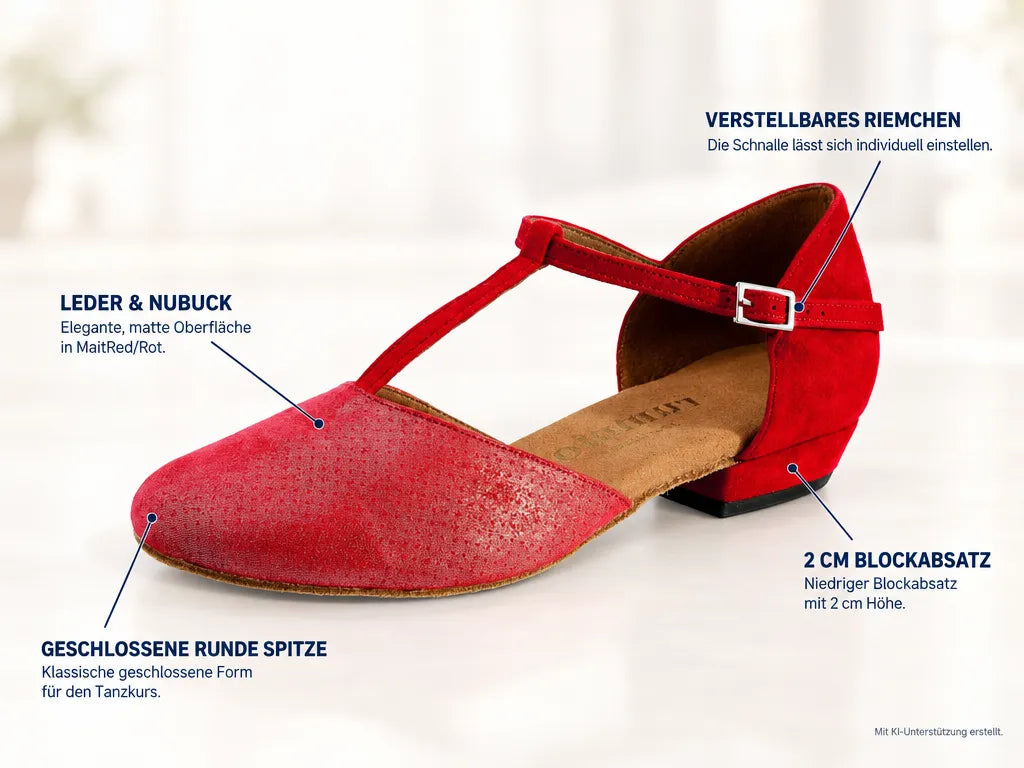 Rummos Damen Tanzschuhe Carol 318-028 20B – Produktinfografik, mit KI-Unterstützung erstellt.