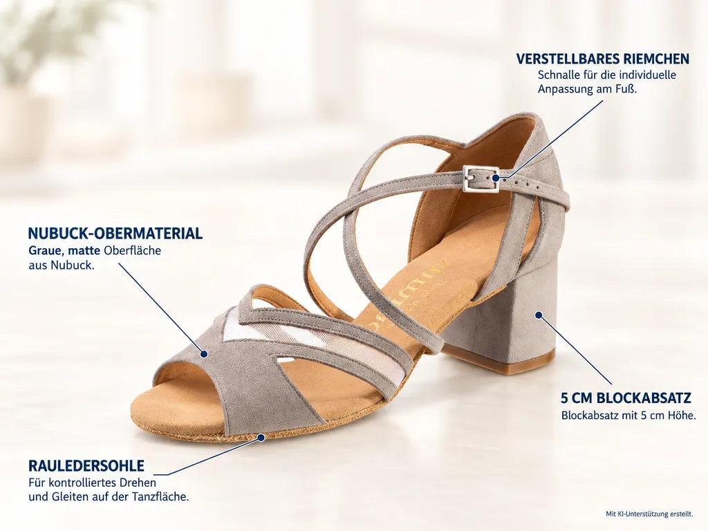 Rummos Damen Tanzschuhe Doris 240 50 Block – Produktinfografik, mit KI-Unterstützung erstellt.