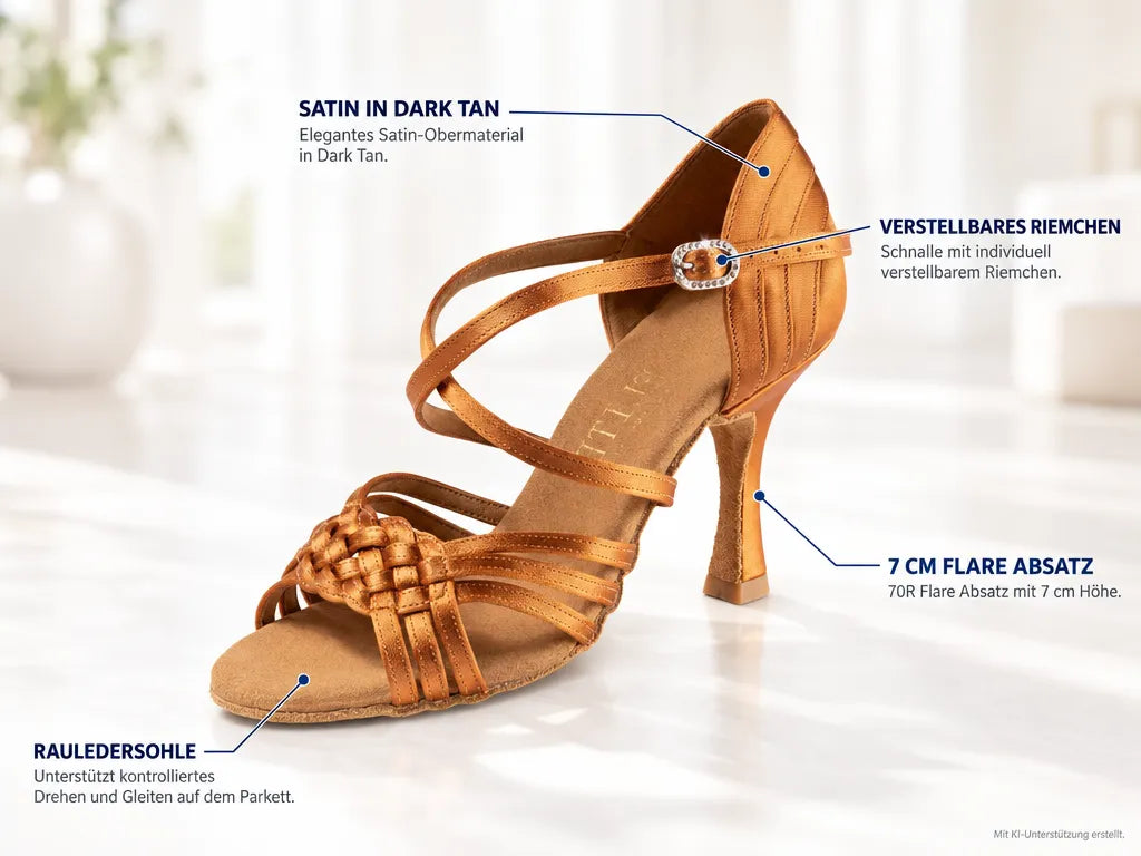 Rummos Damen Tanzschuhe Elite Aphrodite 048 70R – Produktinfografik, mit KI-Unterstützung erstellt.