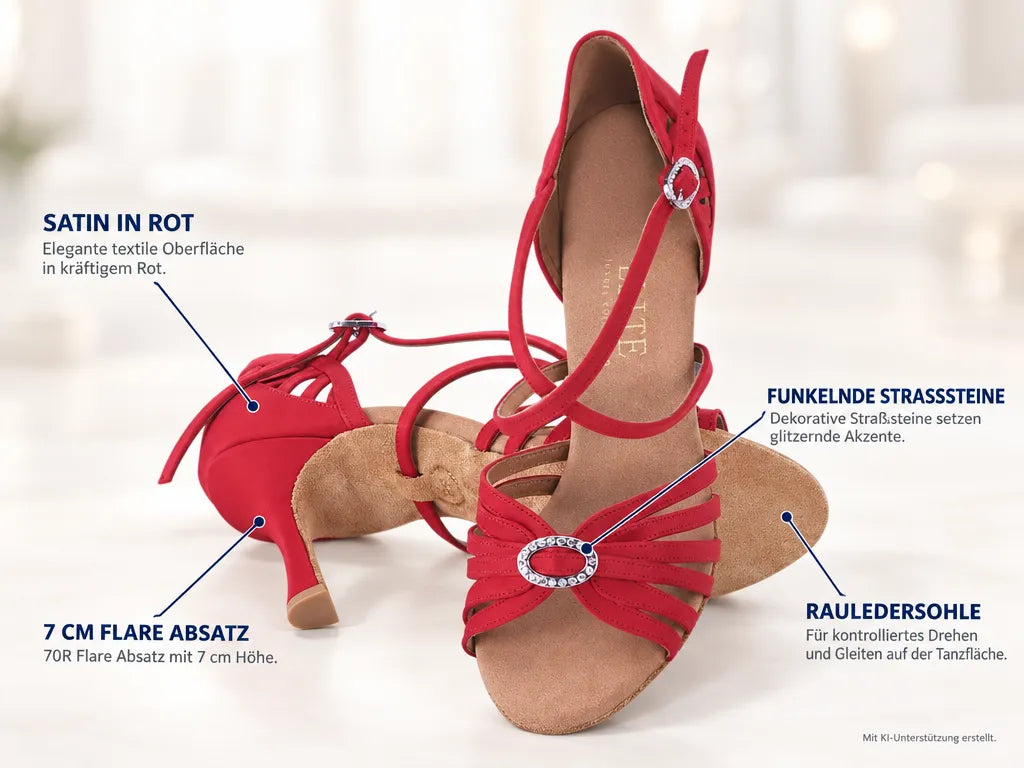 Rummos Damen Tanzschuhe Elite Celine 049 – Produktinfografik, mit KI-Unterstützung erstellt.