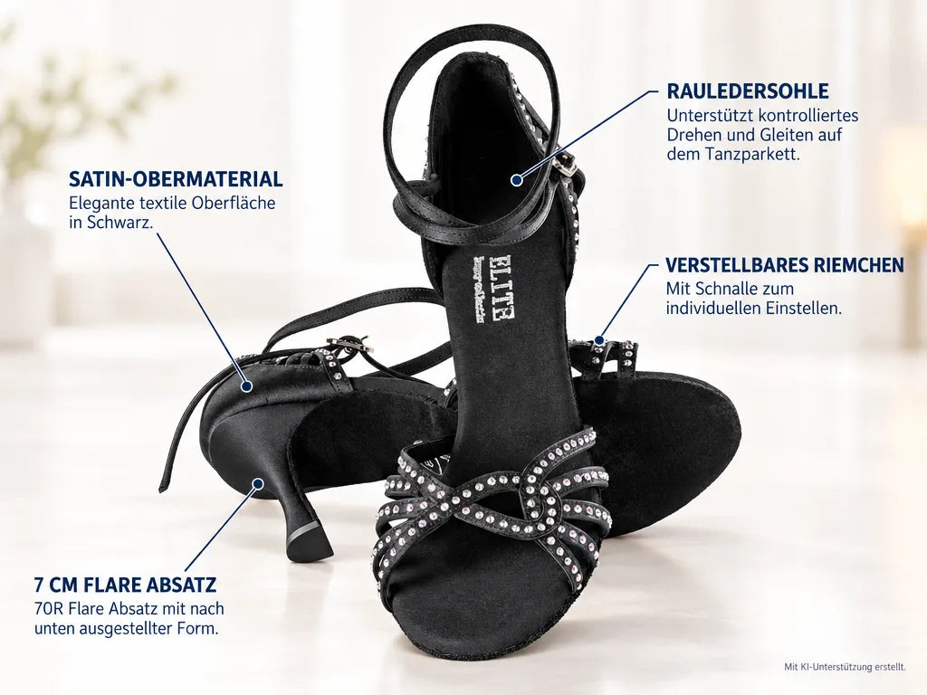 Rummos Damen Tanzschuhe Elite Eris 041S – Produktinfografik, mit KI-Unterstützung erstellt.