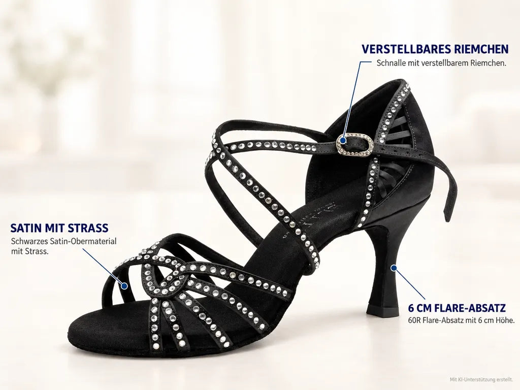 Rummos Damen Tanzschuhe Elite Eris 041S – Produktinfografik, mit KI-Unterstützung erstellt.