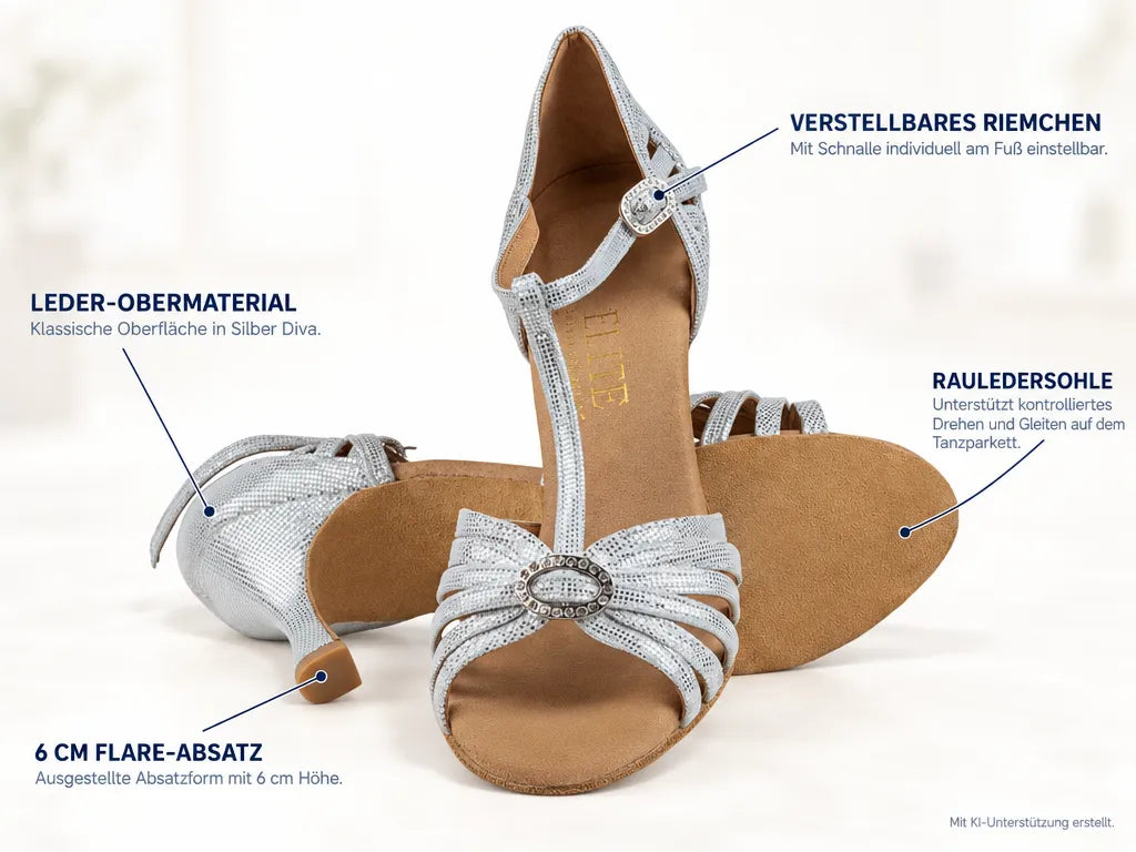 Rummos Damen Tanzschuhe Elite Karina 069 – Produktinfografik, mit KI-Unterstützung erstellt.
