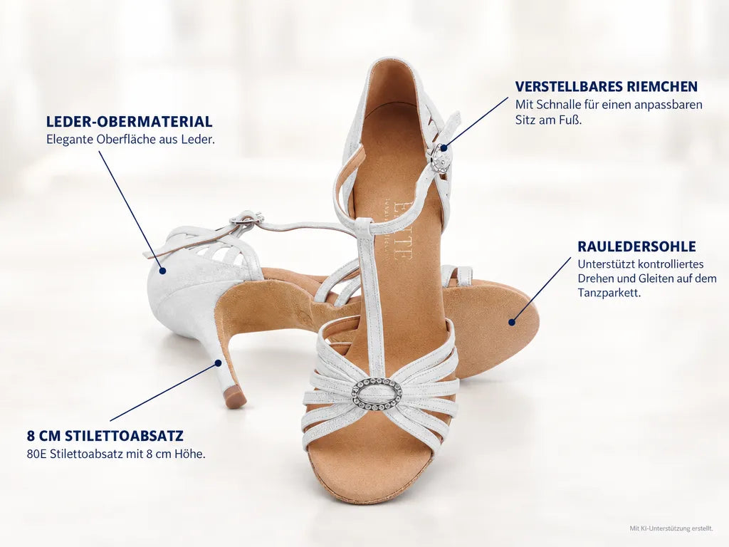 Rummos Damen Tanzschuhe Elite Karina 169 – Produktinfografik, mit KI-Unterstützung erstellt.