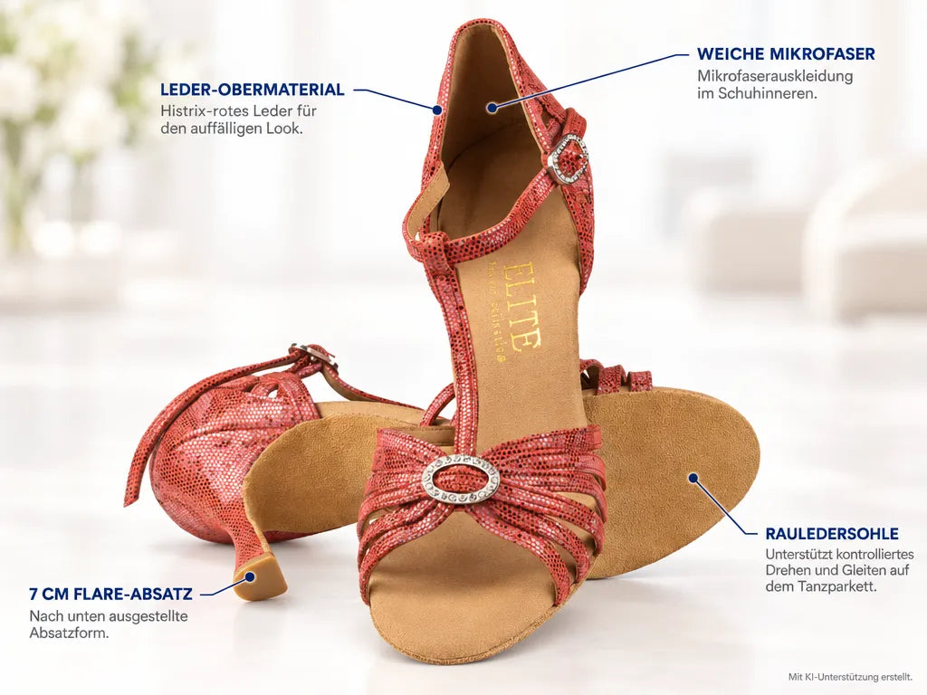 Rummos Damen Tanzschuhe Elite Karina 205 – Produktinfografik, mit KI-Unterstützung erstellt.