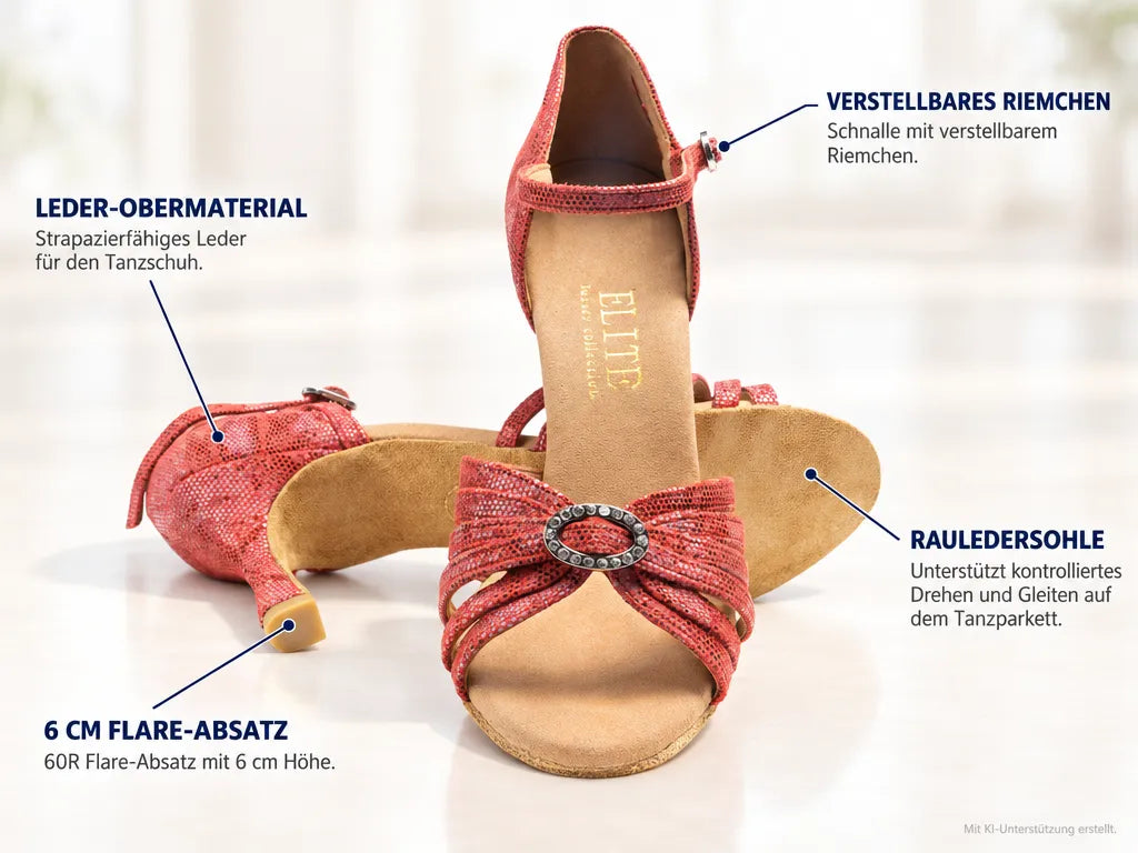 Rummos Damen Tanzschuhe Elite Karina 205 – Produktinfografik, mit KI-Unterstützung erstellt.