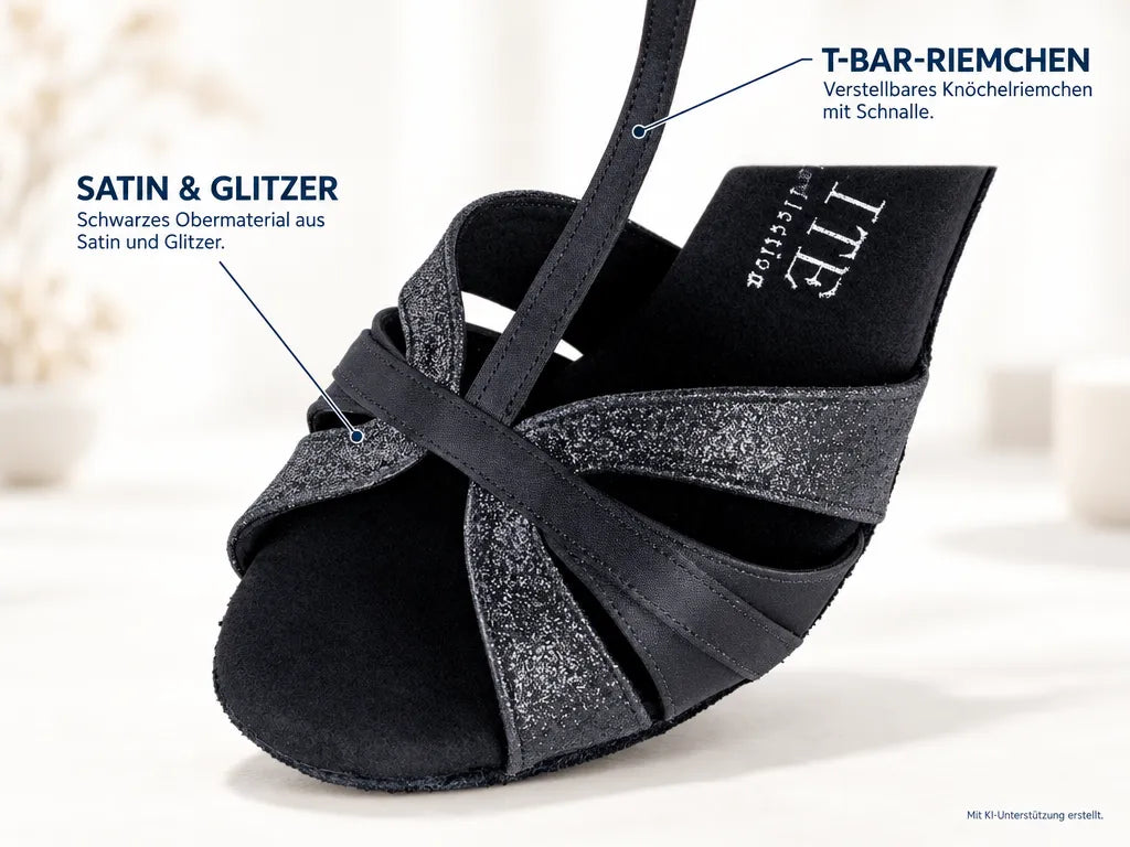 Rummos Damen Tanzschuhe Elite Martina 041/131 – Produktinfografik, mit KI-Unterstützung erstellt.