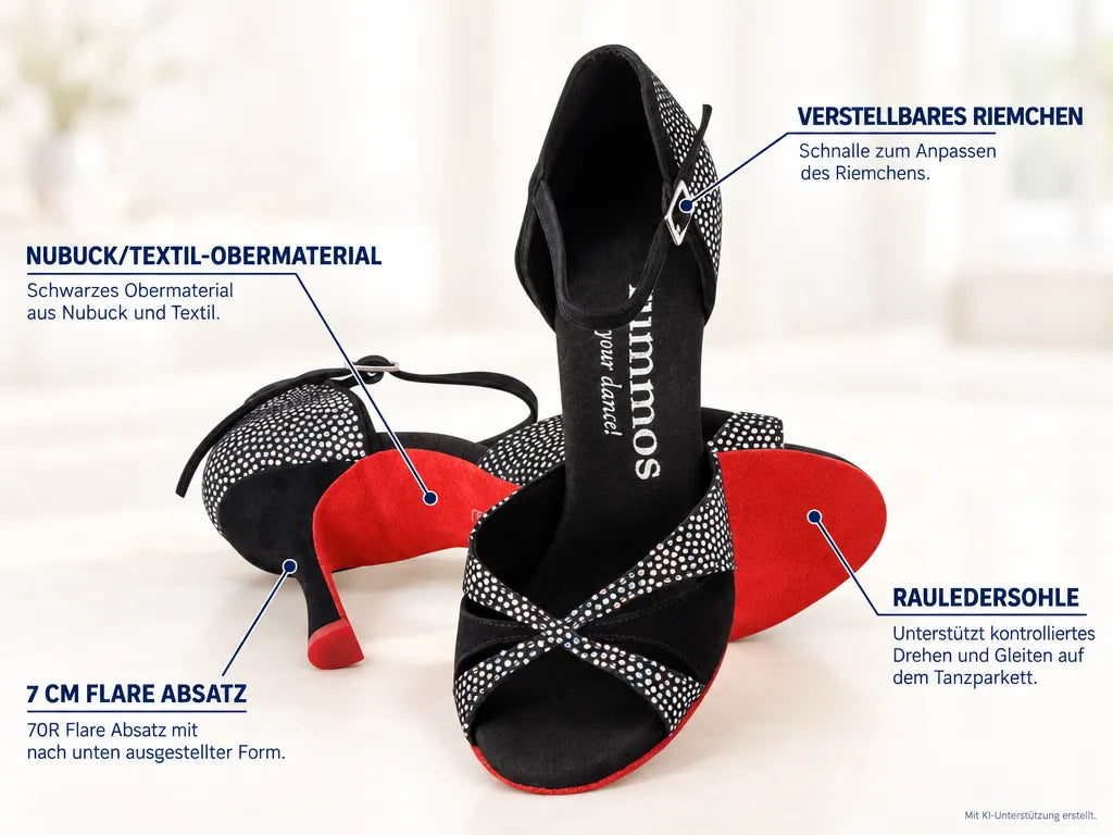 Rummos Damen Tanzschuhe Elite Paloma 231/024 – Produktinfografik, mit KI-Unterstützung erstellt.