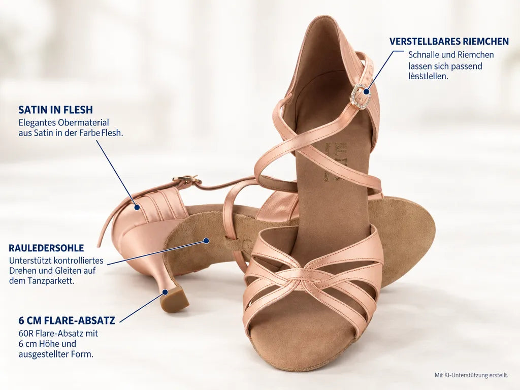 Rummos Damen Tanzschuhe Elite Paris 043 – Produktinfografik, mit KI-Unterstützung erstellt.