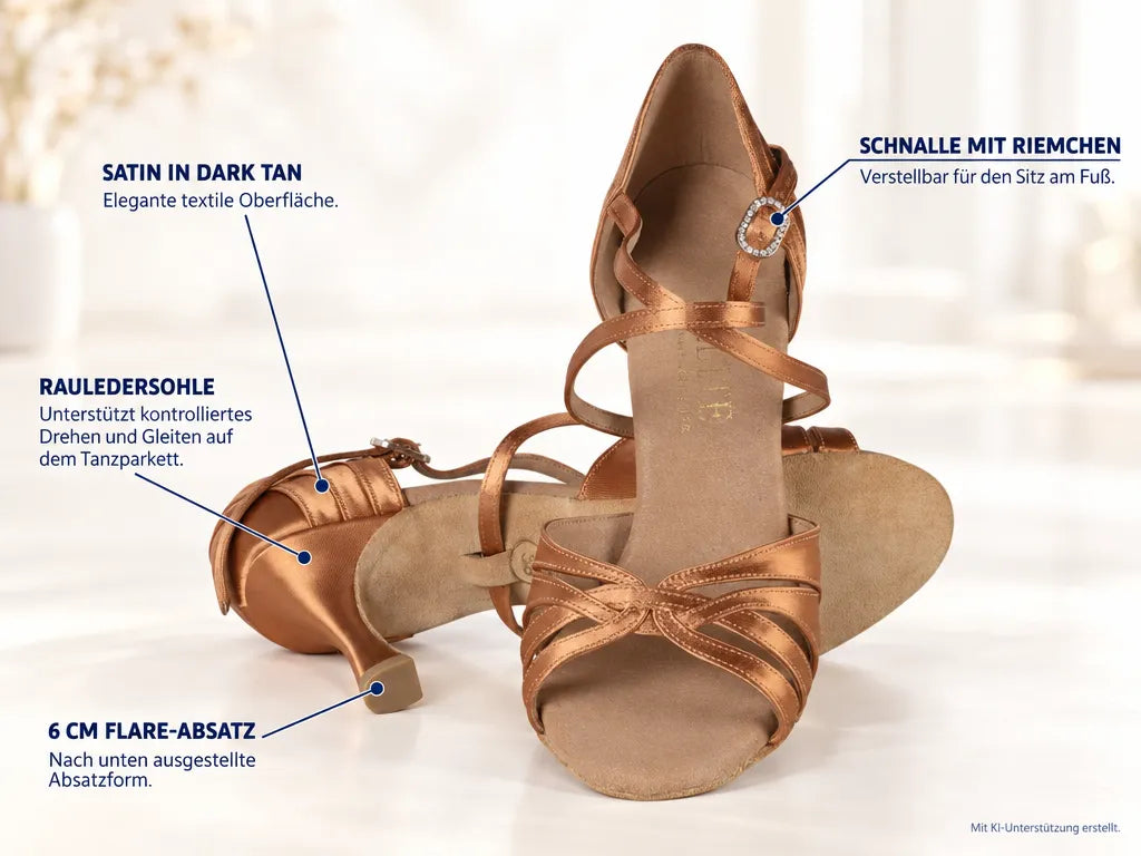 Rummos Damen Tanzschuhe Elite Paris 048 – Produktinfografik, mit KI-Unterstützung erstellt.