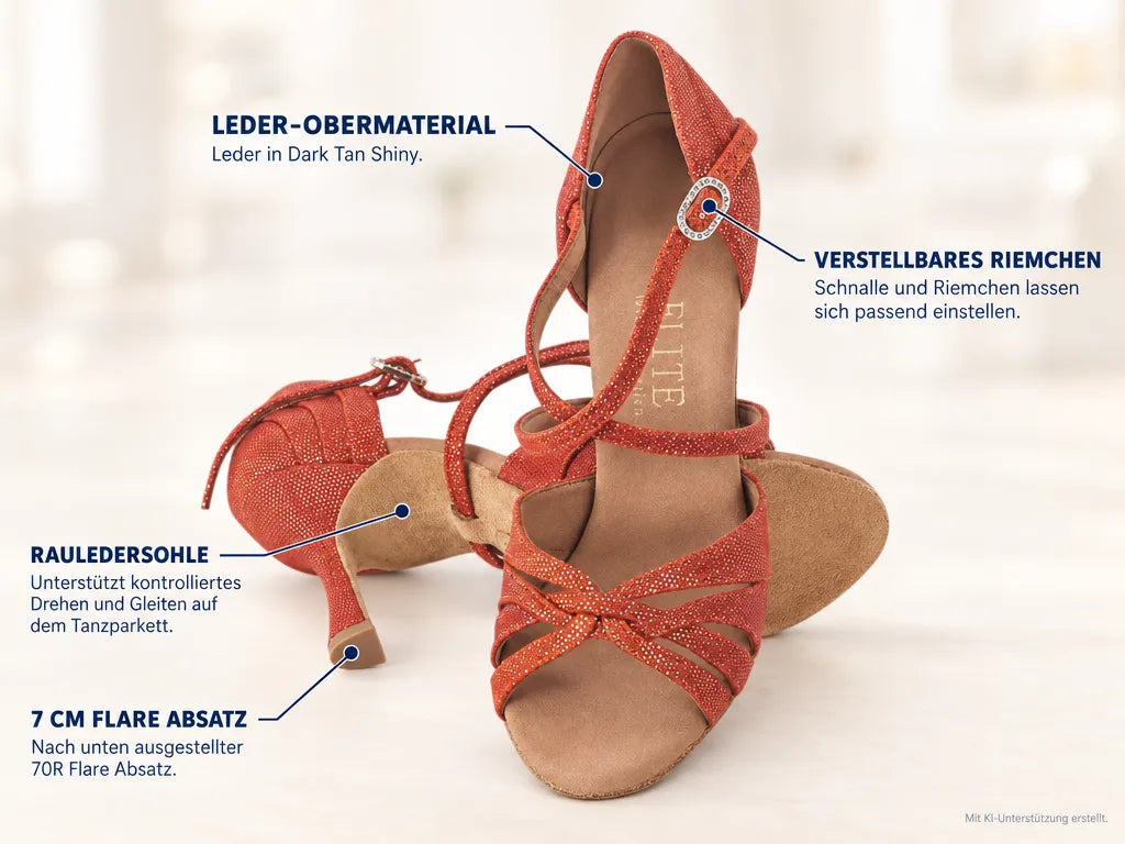 Rummos Damen Tanzschuhe Elite Paris 548 – Produktinfografik, mit KI-Unterstützung erstellt.