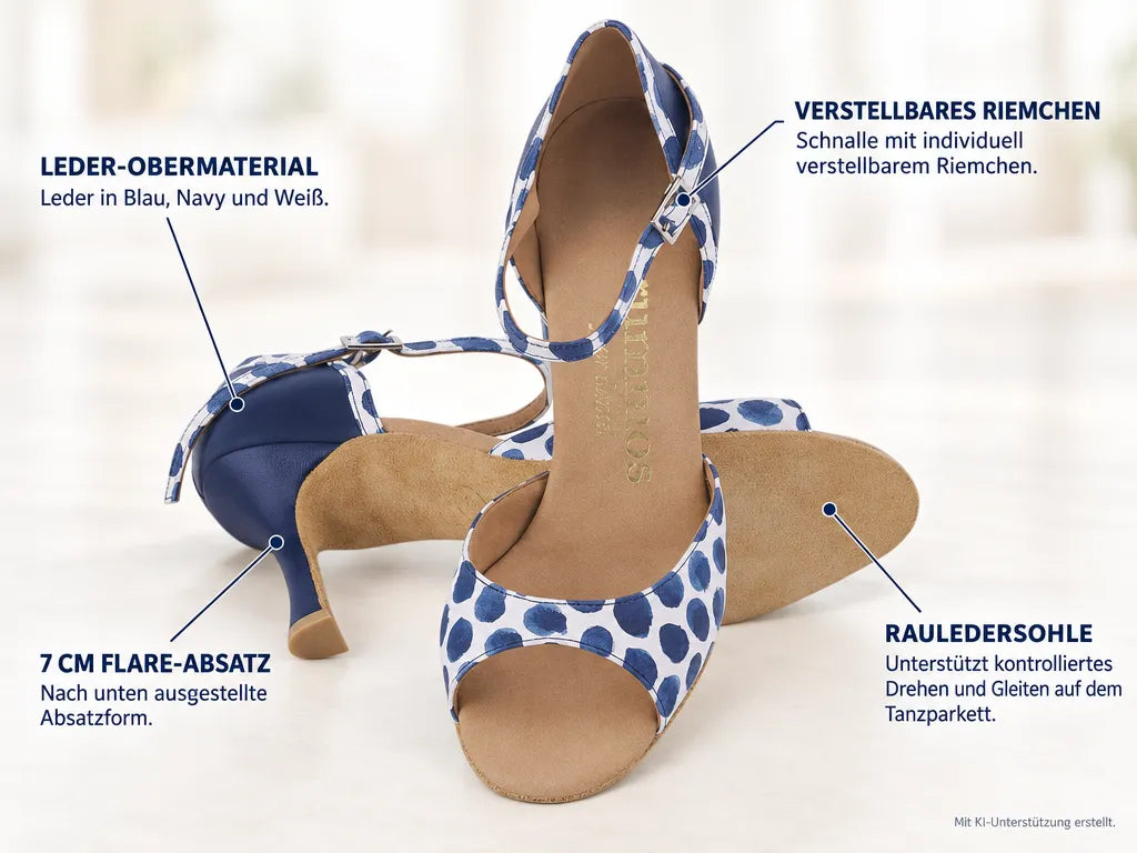 Rummos Damen Tanzschuhe Gabi 526-006 – Produktinfografik, mit KI-Unterstützung erstellt.