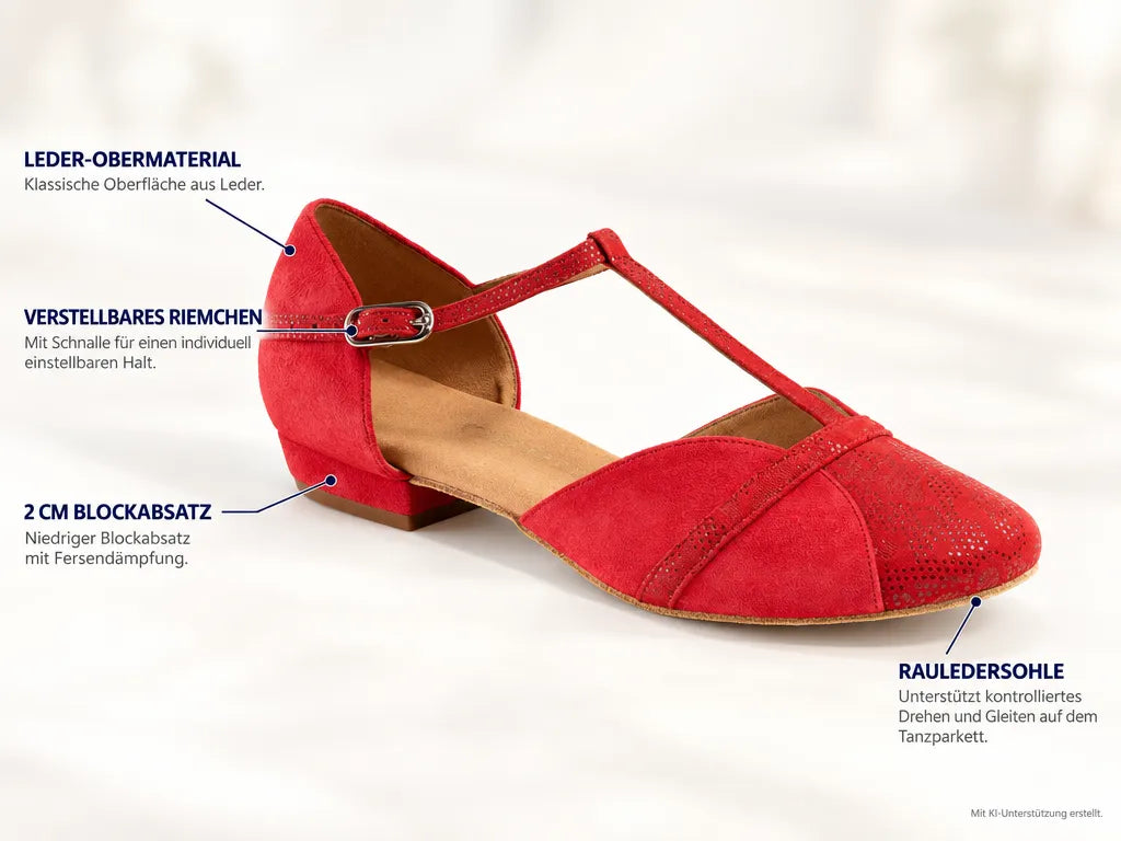 Rummos Damen Tanzschuhe Ivy 028-118 – Produktinfografik, mit KI-Unterstützung erstellt.