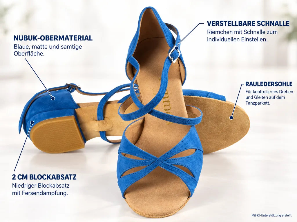 Rummos Damen Tanzschuhe Lola 126 20B – Produktinfografik, mit KI-Unterstützung erstellt.