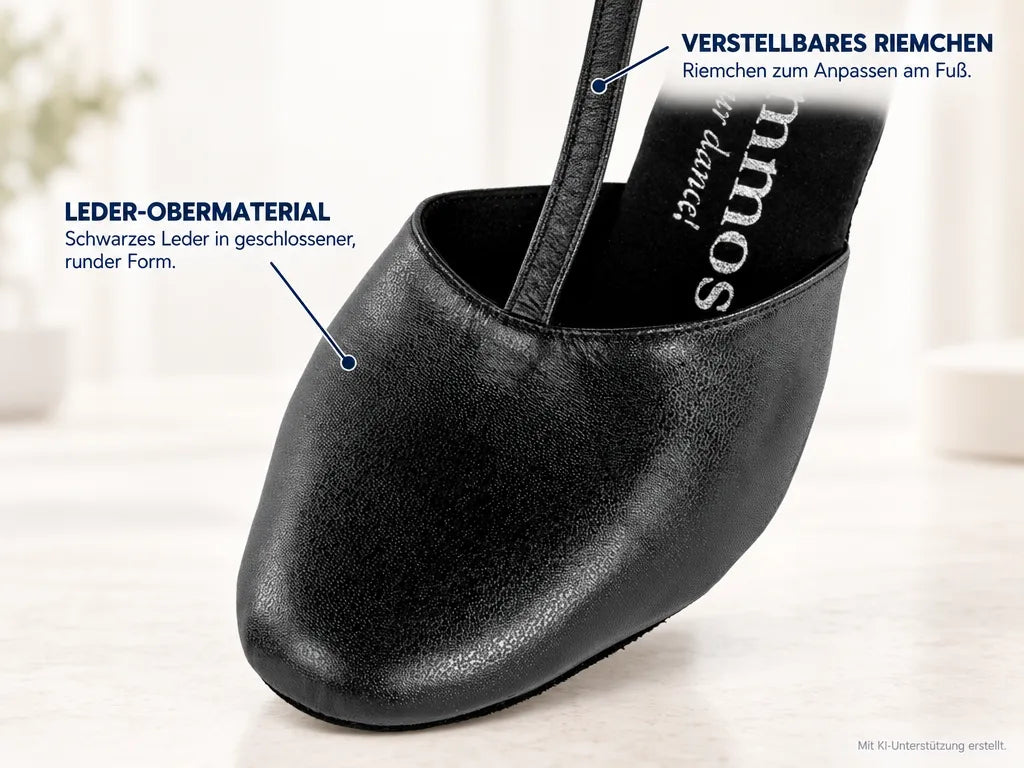 Rummos Damen Tanzschuhe R312 001 – Produktinfografik, mit KI-Unterstützung erstellt.