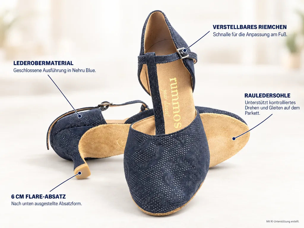Rummos Damen Tanzschuhe R312 112 60R – Produktinfografik, mit KI-Unterstützung erstellt.