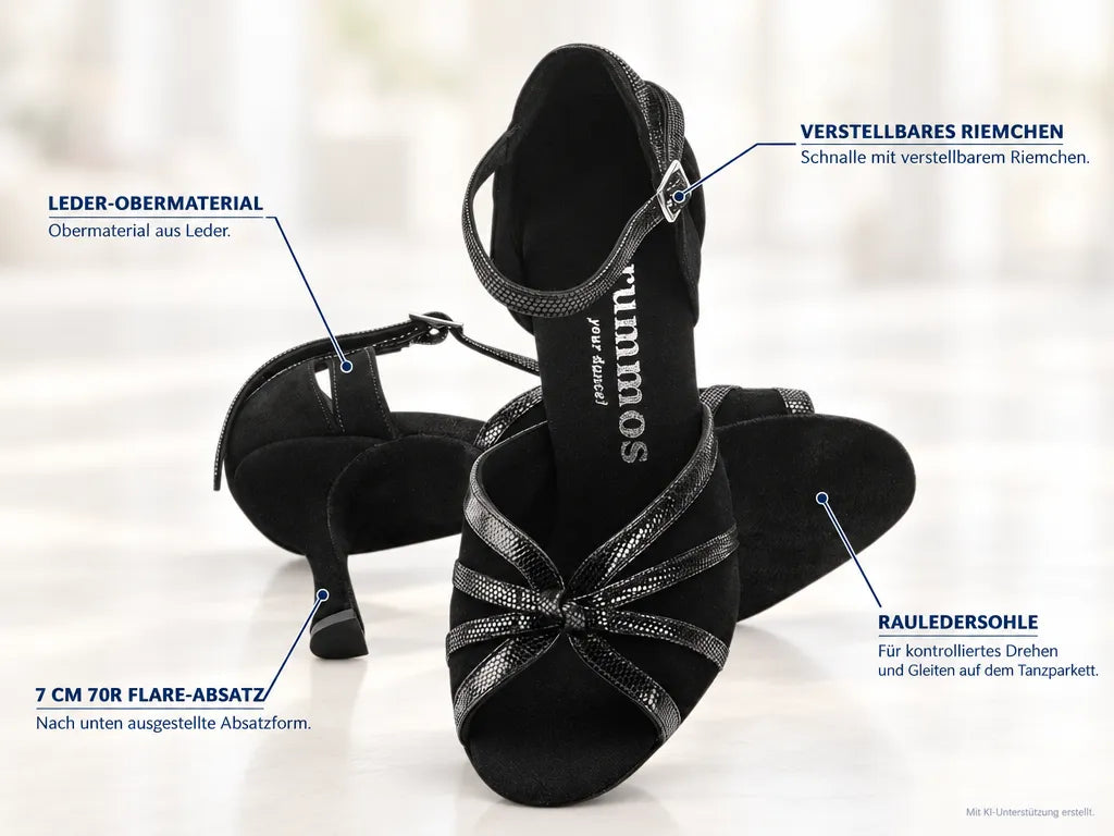 Rummos Damen Tanzschuhe R367 024-061 – Produktinfografik, mit KI-Unterstützung erstellt.