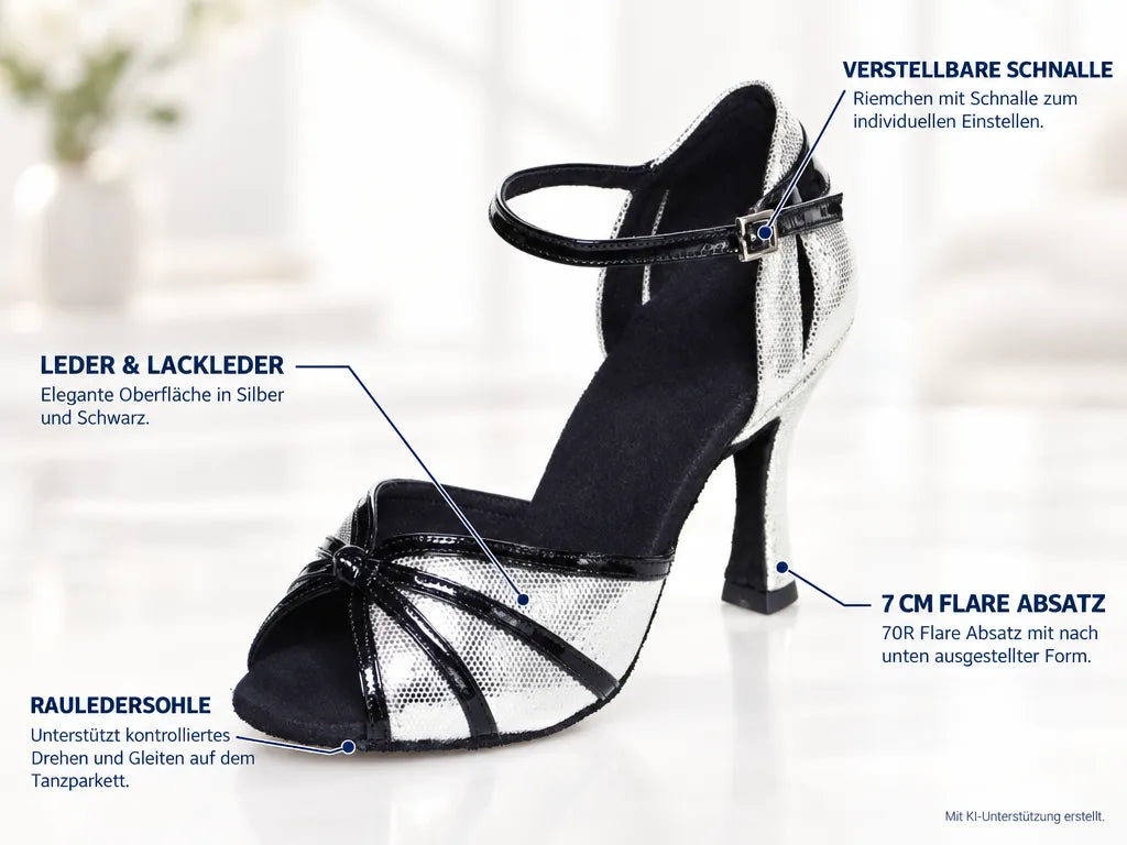 Rummos Damen Tanzschuhe R367 069-035 – Produktinfografik, mit KI-Unterstützung erstellt.