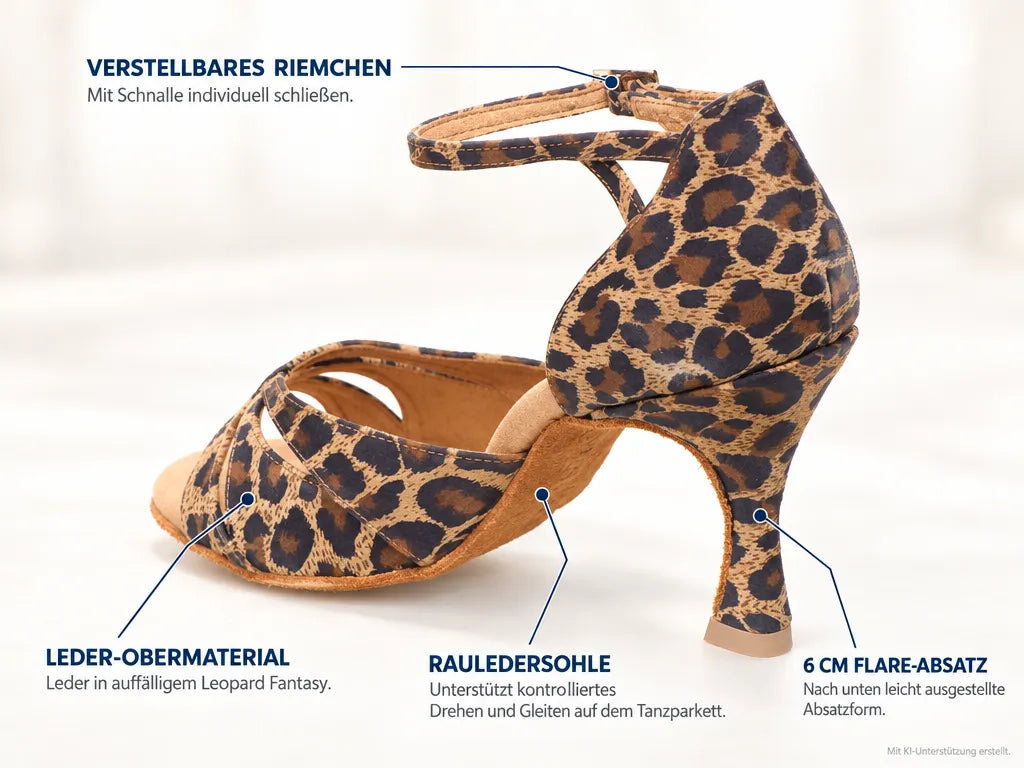 Rummos Damen Tanzschuhe R385 020 – Produktinfografik, mit KI-Unterstützung erstellt.