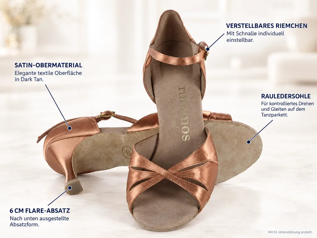 Rummos Damen Tanzschuhe R385 048 – Produktinfografik, mit KI-Unterstützung erstellt.
