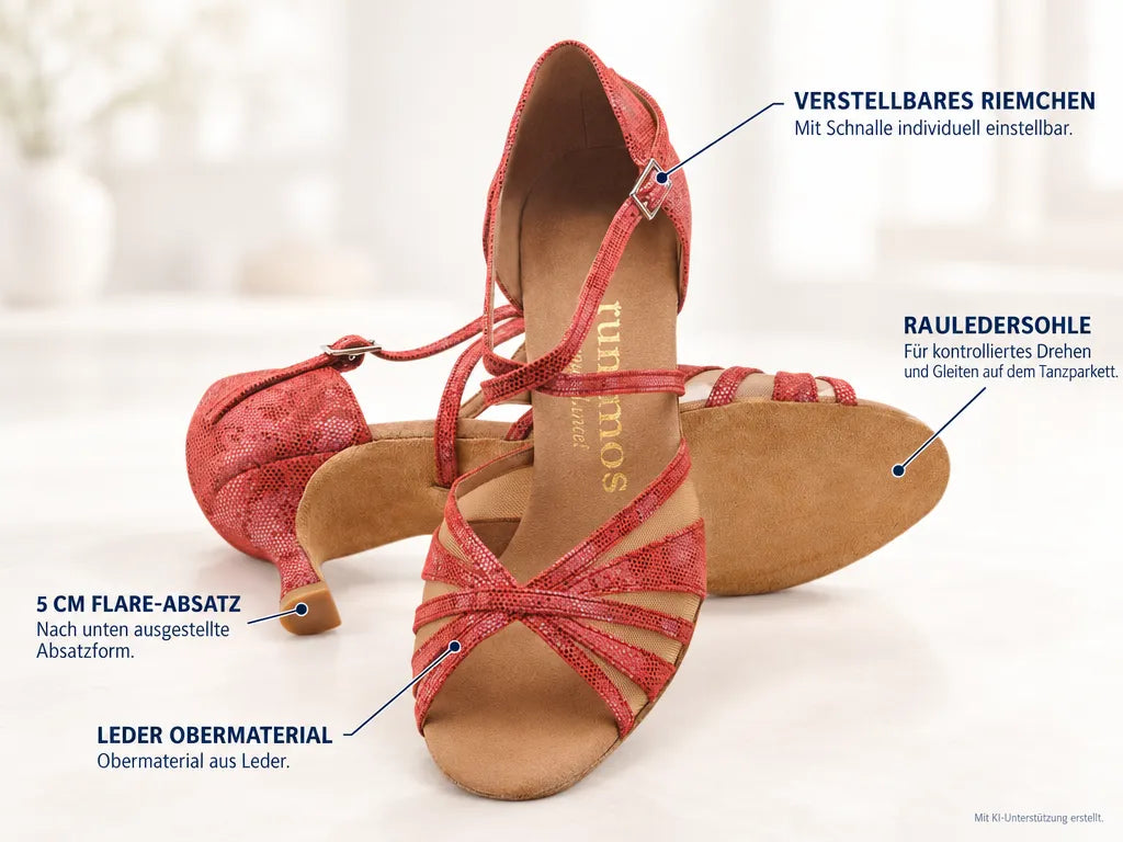 Rummos Damen Tanzschuhe R530 205 50R – Produktinfografik, mit KI-Unterstützung erstellt.