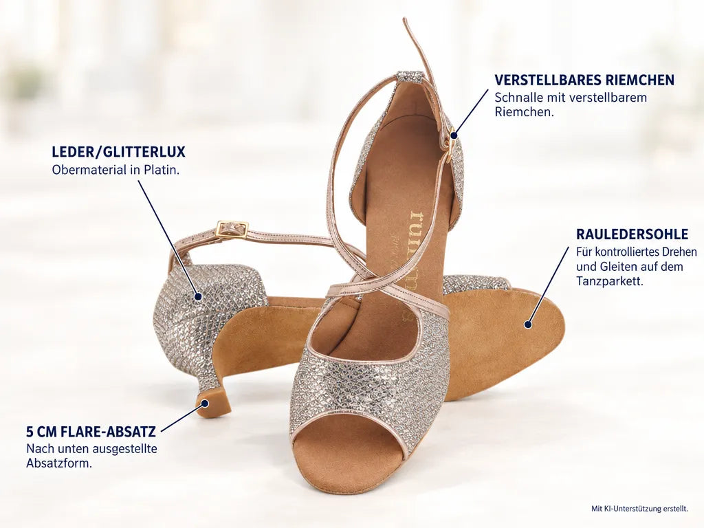 Rummos Damen Tanzschuhe R545 GT8-147 – Produktinfografik, mit KI-Unterstützung erstellt.