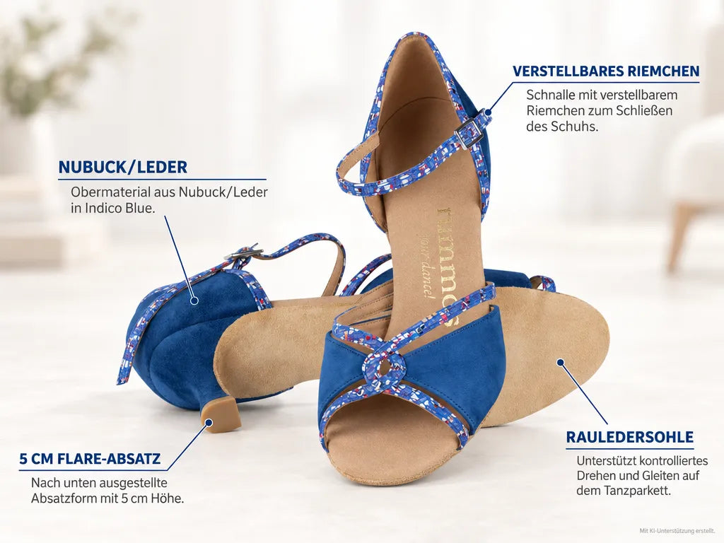 Rummos Damen Tanzschuhe R550 124-204 50R – Produktinfografik, mit KI-Unterstützung erstellt.