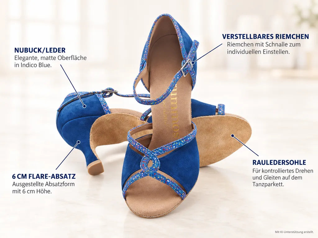 Rummos Damen Tanzschuhe R550 124-204 60R – Produktinfografik, mit KI-Unterstützung erstellt.