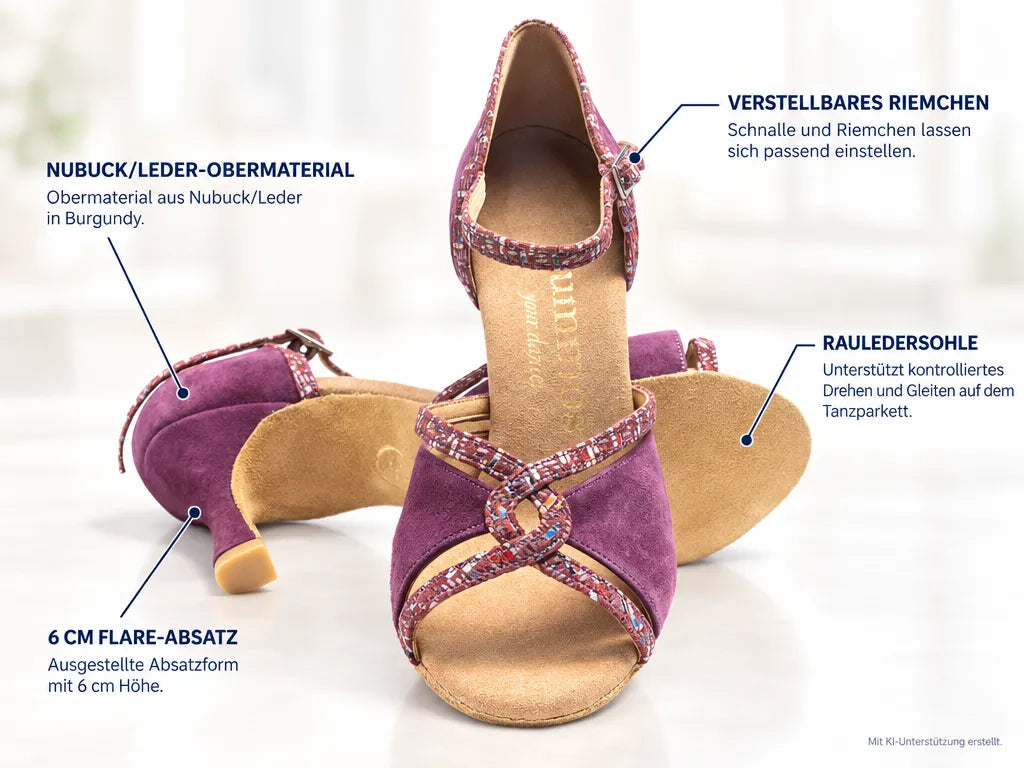 Rummos Damen Tanzschuhe R550 125-205 60R – Produktinfografik, mit KI-Unterstützung erstellt.