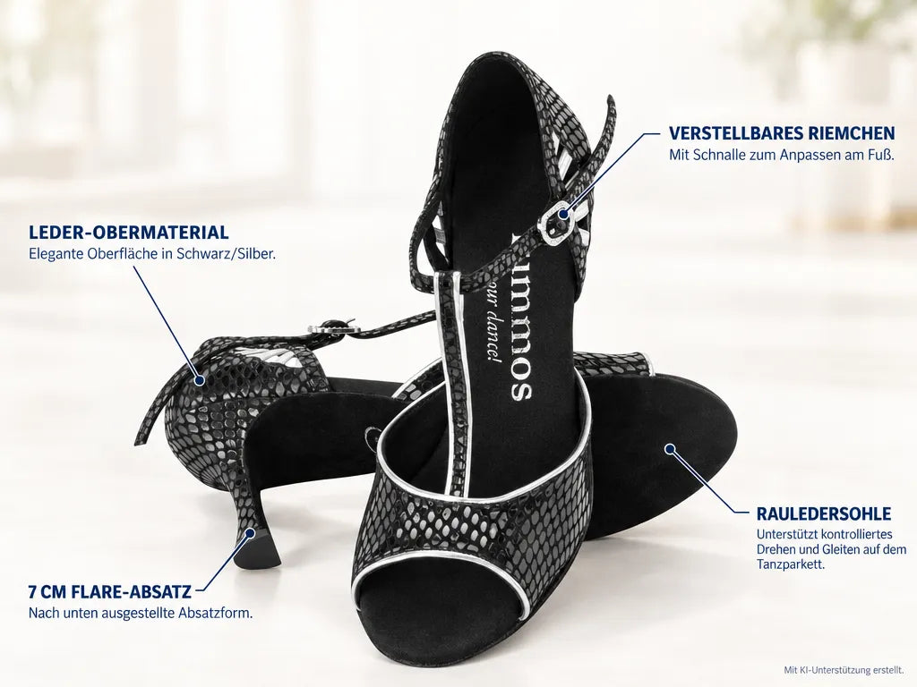 Rummos Damen Tanzschuhe Valentina 171-009 70R – Produktinfografik, mit KI-Unterstützung erstellt.