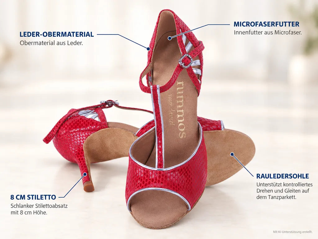 Rummos Damen Tanzschuhe Valentina 178-009 80E – Produktinfografik, mit KI-Unterstützung erstellt.