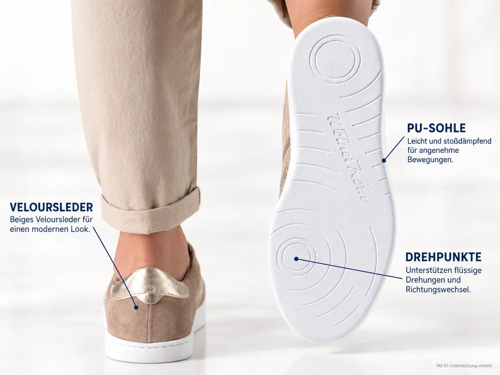 Werner Kern Damen Dance Sneakers Darcey – Produktinfografik, mit KI-Unterstützung erstellt.