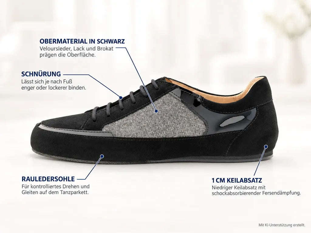 Werner Kern Damen Sneaker Tanzschuhe Carol Schwarz – Produktinfografik, mit KI-Unterstützung erstellt.