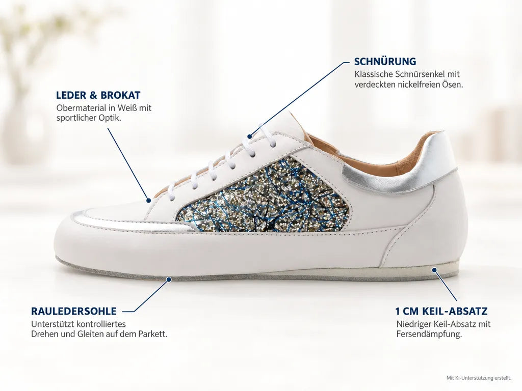Werner Kern Damen Sneaker Tanzschuhe Carol Weiß – Produktinfografik, mit KI-Unterstützung erstellt.
