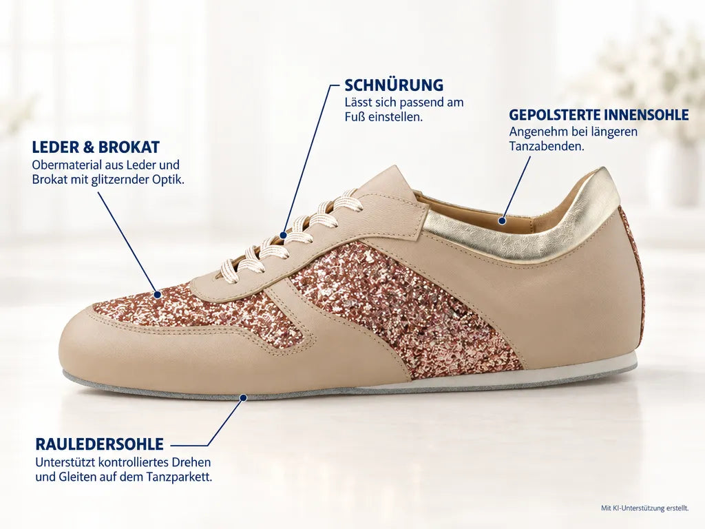 Werner Kern Damen Sneaker Tanzschuhe Honey – Produktinfografik, mit KI-Unterstützung erstellt.