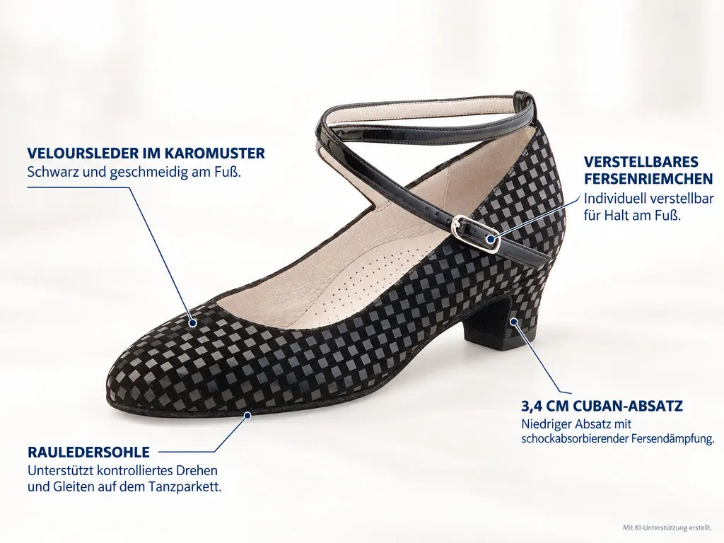 Werner Kern Damen Tanzschuhe Alice – Produktinfografik, mit KI-Unterstützung erstellt.