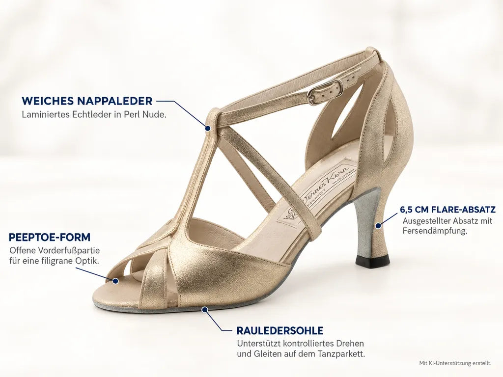 Werner Kern Damen Tanzschuhe Amy – Produktinfografik, mit KI-Unterstützung erstellt.