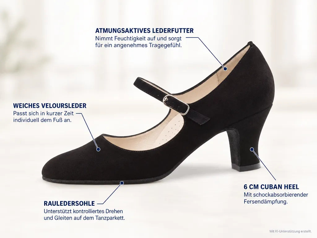 Werner Kern Damen Tanzschuhe Ashley 6 – Produktinfografik, mit KI-Unterstützung erstellt.