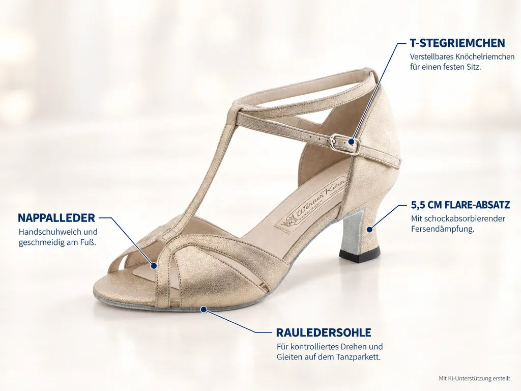 Werner Kern Damen Tanzschuhe Astrid 5,5 – Produktinfografik, mit KI-Unterstützung erstellt.