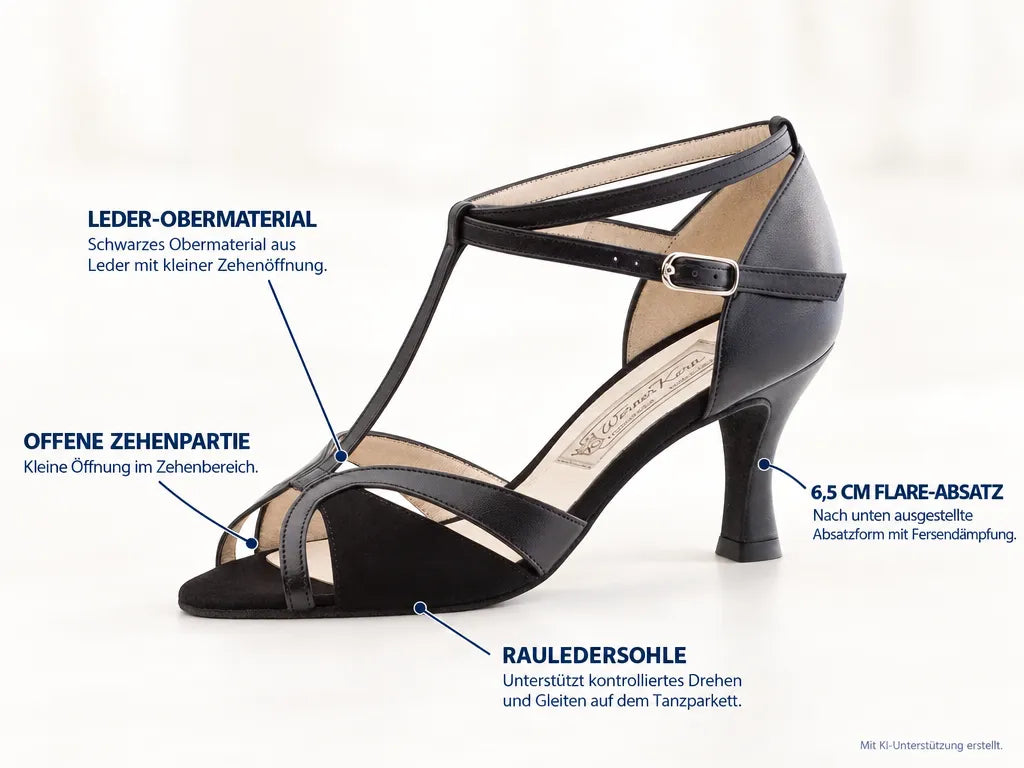Werner Kern Damen Tanzschuhe Astrid 6,5 – Produktinfografik, mit KI-Unterstützung erstellt.