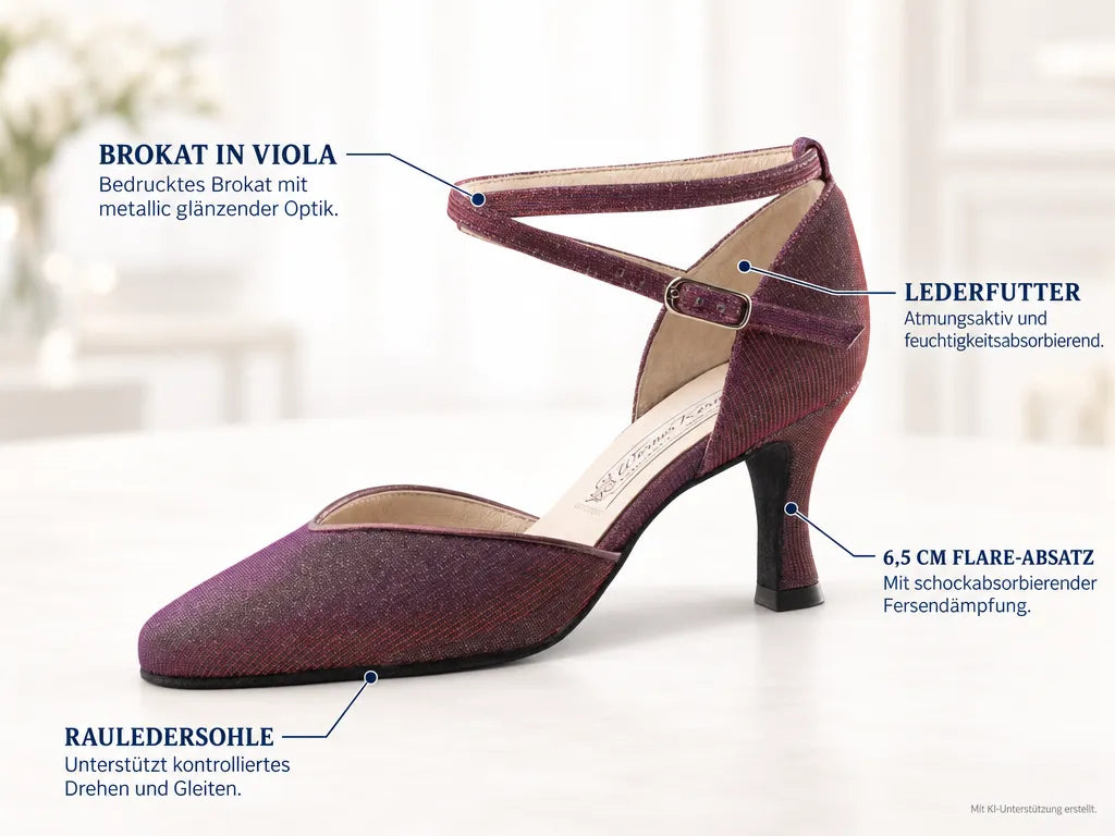 Werner Kern Damen Tanzschuhe Bella – Produktinfografik, mit KI-Unterstützung erstellt.