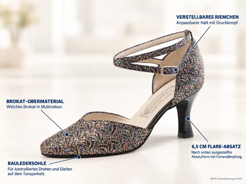 Werner Kern Damen Tanzschuhe Betty 6,5 – Produktinfografik, mit KI-Unterstützung erstellt.
